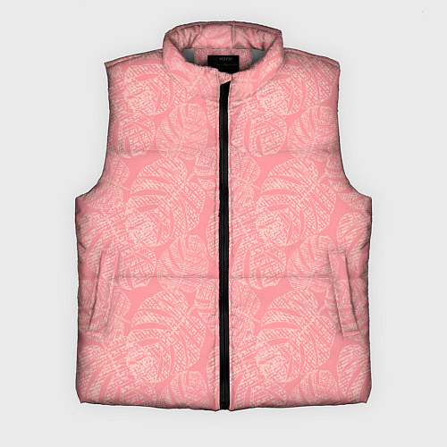 Мужской жилет Бежевые листья монстеры на розовом / 3D-Светло-серый – фото 1