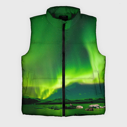 Мужской жилет Абстрактное полярное сияние - Зелёный / 3D-Черный – фото 1