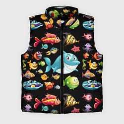 Мужской жилет Прикольная акула и другие жители океана, цвет: 3D-красный