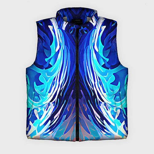 Мужской жилет Симметричная абстракция Синие волны / 3D-Светло-серый – фото 1