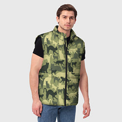 Мужской жилет Кошачий камуфляж в зеленой гамме, цвет: 3D-черный — фото 2