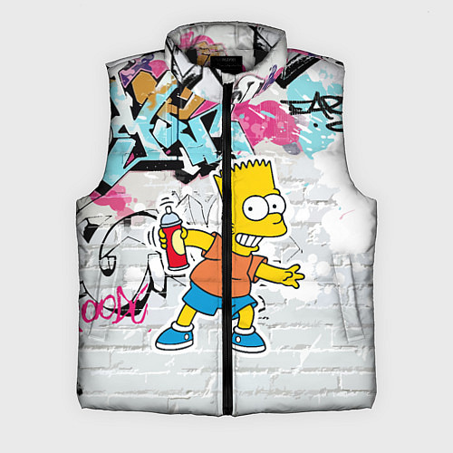 Мужской жилет Барт Симпсон на фоне стены с граффити / 3D-Черный – фото 1