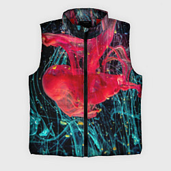 Мужской жилет Абстрактный всплеск розовой и голубой красок, цвет: 3D-красный