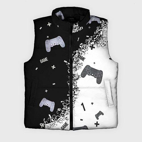 Мужской жилет Джойстики чёрно-белые / 3D-Черный – фото 1