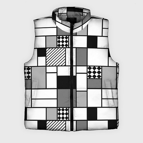 Мужской жилет Черно белый геометрический скандинавский узор / 3D-Светло-серый – фото 1