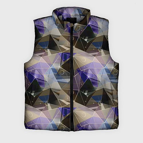 Мужской жилет Полигональный абстрактный: бежевый, коричневый, си / 3D-Светло-серый – фото 1