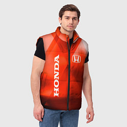 Мужской жилет Honda - красная абстракция, цвет: 3D-черный — фото 2