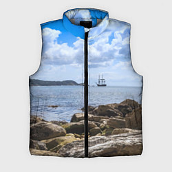 Мужской жилет Парусник на горизонте океана, цвет: 3D-светло-серый