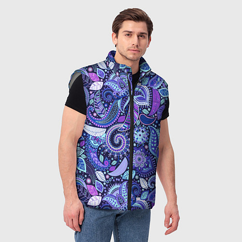 Мужской жилет Color patterns of flowers / 3D-Светло-серый – фото 3