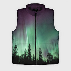 Мужской жилет Сияние над лесом, цвет: 3D-черный