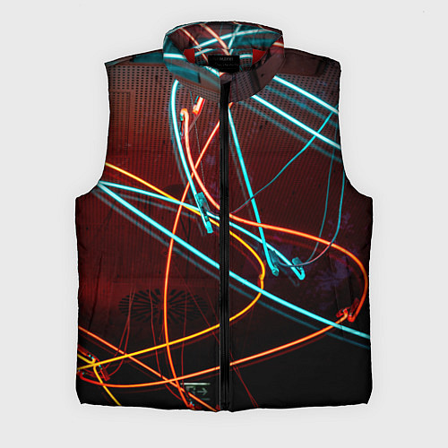 Мужской жилет Неоновые лучи на тёмной поверхности / 3D-Красный – фото 1