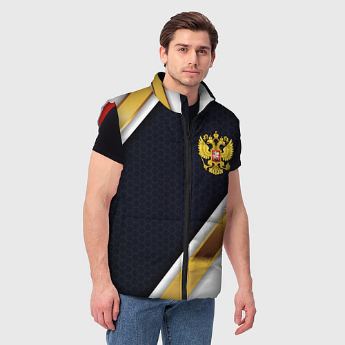 Мужской жилет Gold and white Russia / 3D-Красный – фото 3