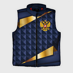 Мужской жилет Золотой герб России на объемном синим фоне, цвет: 3D-красный