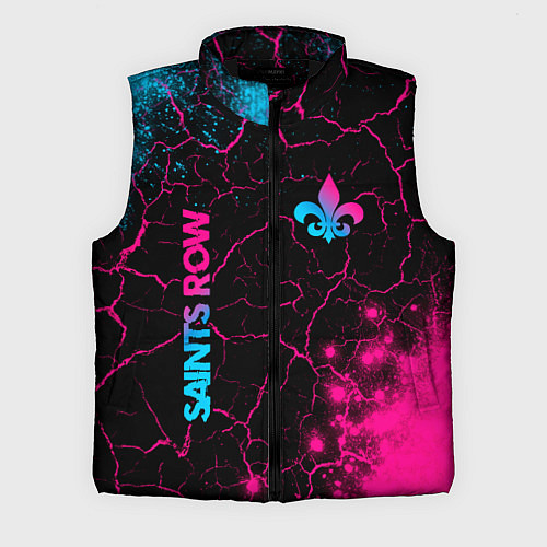 Мужской жилет Saints Row - neon gradient: надпись, символ / 3D-Черный – фото 1