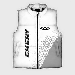 Мужской жилет Chery speed на светлом фоне со следами шин: надпис