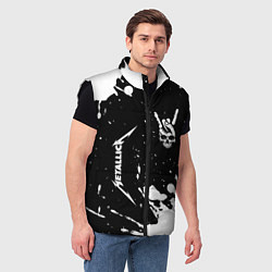 Мужской жилет Metallica и рок символ на темном фоне, цвет: 3D-черный — фото 2