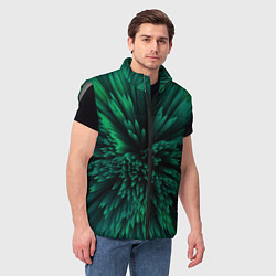 Мужской жилет Объёмные острые зелёные фигуры, цвет: 3D-светло-серый — фото 2
