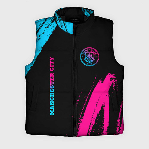 Мужской жилет Manchester City - neon gradient: надпись, символ / 3D-Черный – фото 1