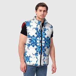 Мужской жилет Гжель цветы, цвет: 3D-красный — фото 2