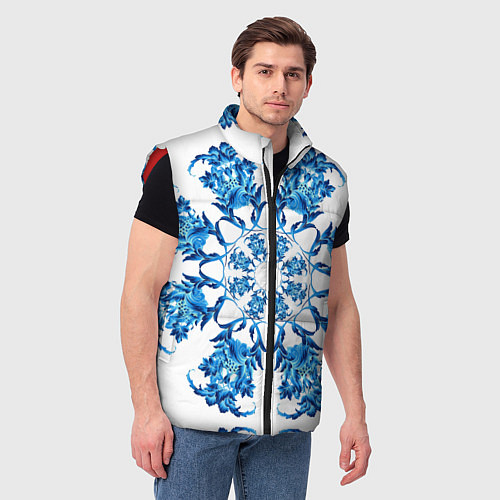 Мужской жилет Гжель синий цветок / 3D-Красный – фото 3