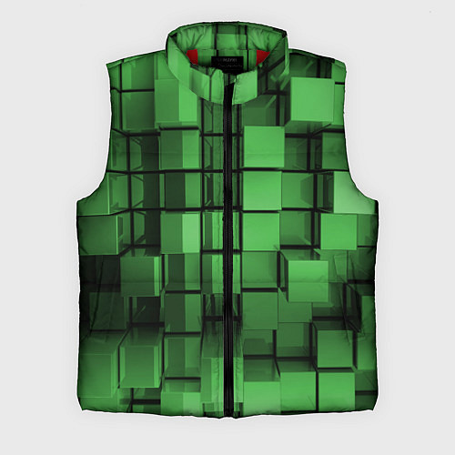 Мужской жилет Киберпанк броня - Зелёный металлические кубы / 3D-Красный – фото 1