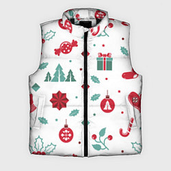 Мужской жилет Новый год подарки, конфеты, ёлочные шары