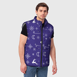 Мужской жилет Новый год олени, снежинки, ветер, цвет: 3D-светло-серый — фото 2