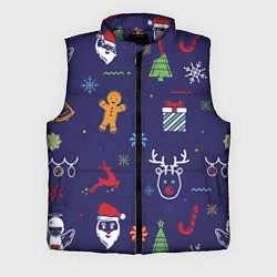 Мужской жилет Новый год олени, ангелы, снежинки