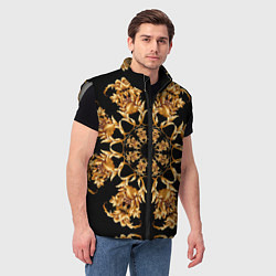 Мужской жилет Золотая гжель солнечный цветок, цвет: 3D-светло-серый — фото 2