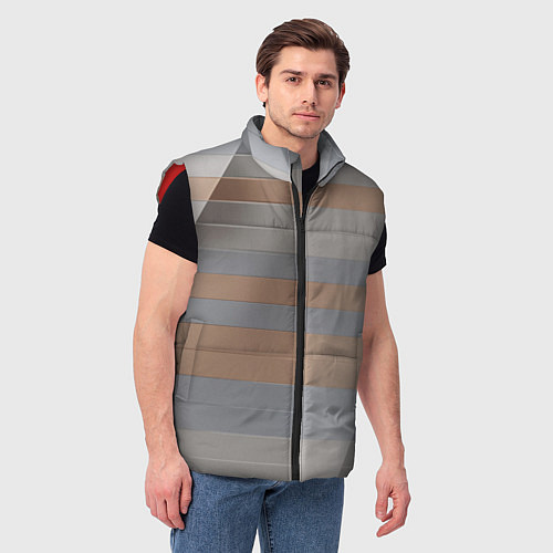 Мужской жилет Прямоугольная масса пластин / 3D-Красный – фото 3