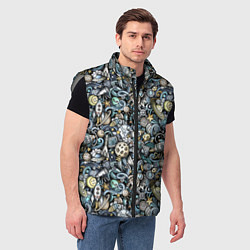 Мужской жилет Космонавт, ракета и планета, цвет: 3D-светло-серый — фото 2