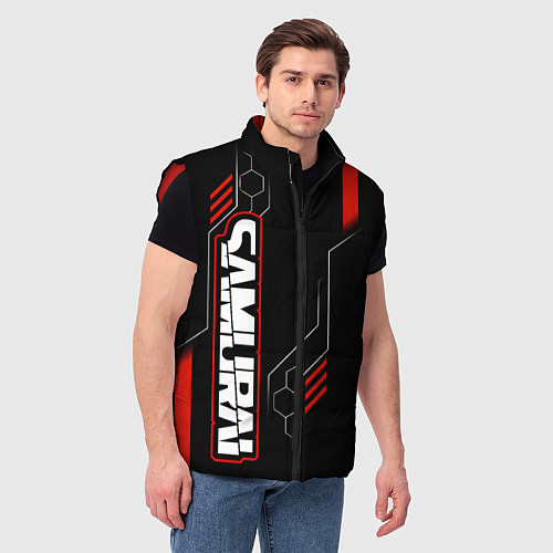Мужской жилет Samurai - Красный техно - Киберпанк / 3D-Красный – фото 3