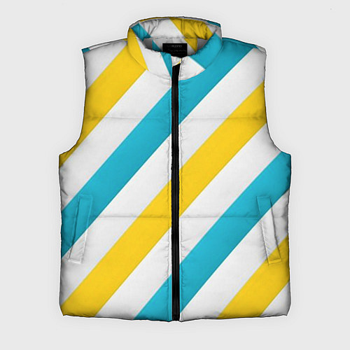 Мужской жилет Желтые и синие полосы / 3D-Светло-серый – фото 1