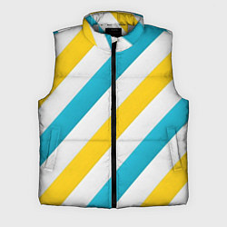 Мужской жилет Желтые и синие полосы, цвет: 3D-светло-серый
