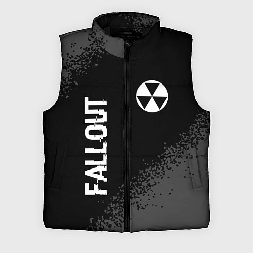 Мужской жилет Fallout glitch на темном фоне: надпись, символ / 3D-Черный – фото 1