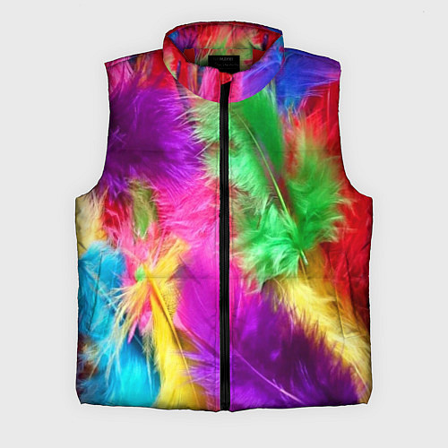 Мужской жилет Яркие разноцветные перья / 3D-Красный – фото 1