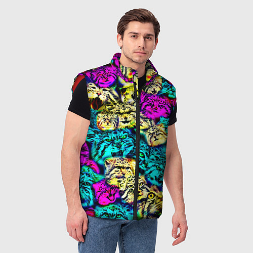 Мужской жилет Психоделические манулы / 3D-Красный – фото 3