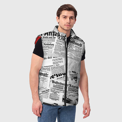 Мужской жилет Газетный коллаж / 3D-Красный – фото 3