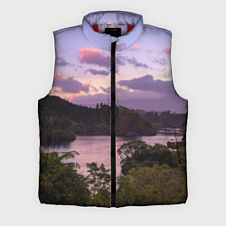 Мужской жилет Пейзаж вечерней реки и леса, цвет: 3D-красный