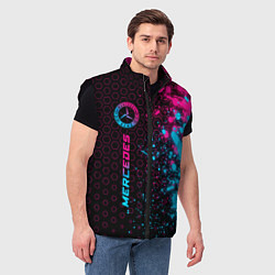 Мужской жилет Mercedes - neon gradient: по-вертикали, цвет: 3D-черный — фото 2