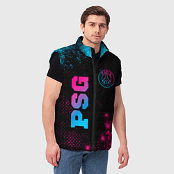Мужской жилет PSG - neon gradient: надпись, символ, цвет: 3D-черный — фото 2