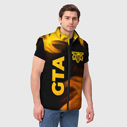 Мужской жилет GTA - gold gradient: надпись, символ, цвет: 3D-черный — фото 2