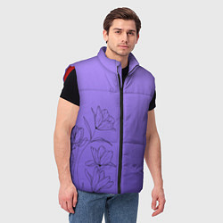 Мужской жилет Красивый фиолетовый градиент с цветами, цвет: 3D-красный — фото 2