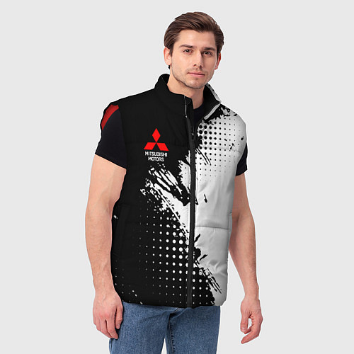 Мужской жилет Mitsubishi - черно-белая абстракция / 3D-Красный – фото 3
