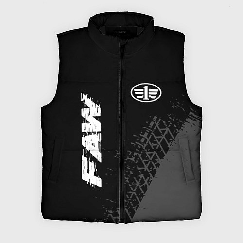 Мужской жилет FAW speed на темном фоне со следами шин: надпись, / 3D-Черный – фото 1