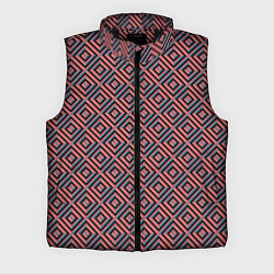 Мужской жилет Абстракция коричнево-синие квадраты