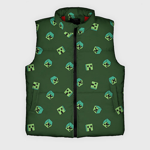 Мужской жилет Minecraft - зеленые лица / 3D-Красный – фото 1