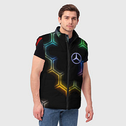Мужской жилет Mercedes - neon pattern, цвет: 3D-красный — фото 2