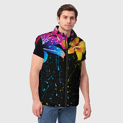 Мужской жилет Цветные лилии, цвет: 3D-красный — фото 2