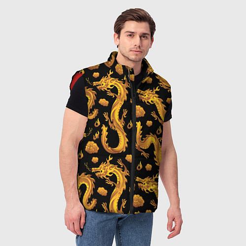 Мужской жилет Golden dragons / 3D-Красный – фото 3